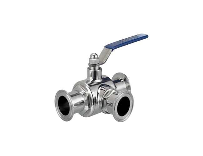 Quick-installation three-way ball valve (sanitary grade)