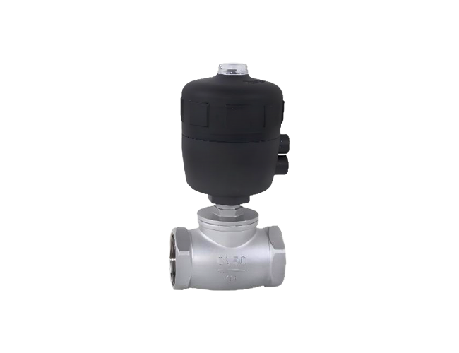 T-shaped pneumatic angle seat valve
