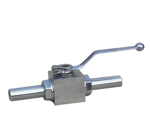 High-pressure ball valve with welded pipe