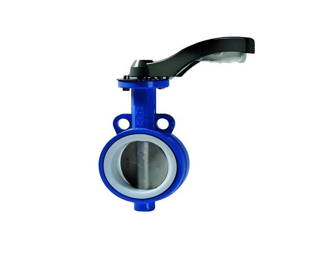 Wafer-type semi-lined fluorine butterfly valve