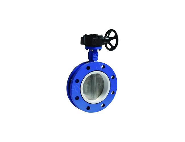 Tetrafluoro-lined U-shaped Flanged Worm Gear Butterfly Valve