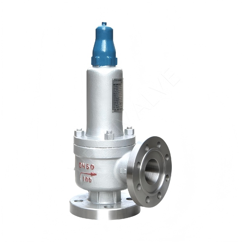 High - pressure flange - mounted slightly - opened enclosed safety valve