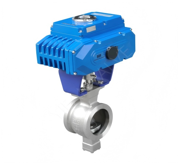 Electric wafer type V-port ball valve
