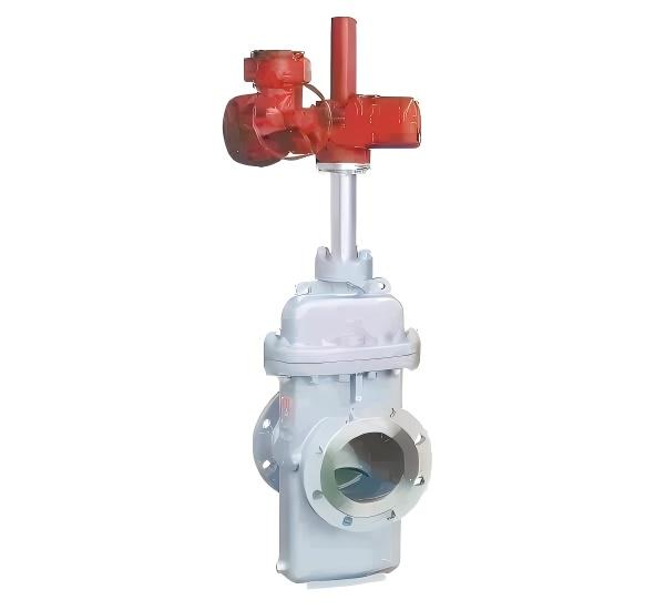 Flat gate valve with flow guiding hole