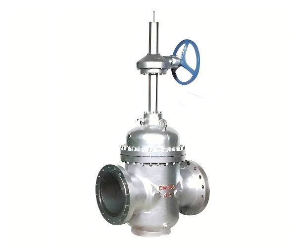 Flat gate valve with flow guiding hole