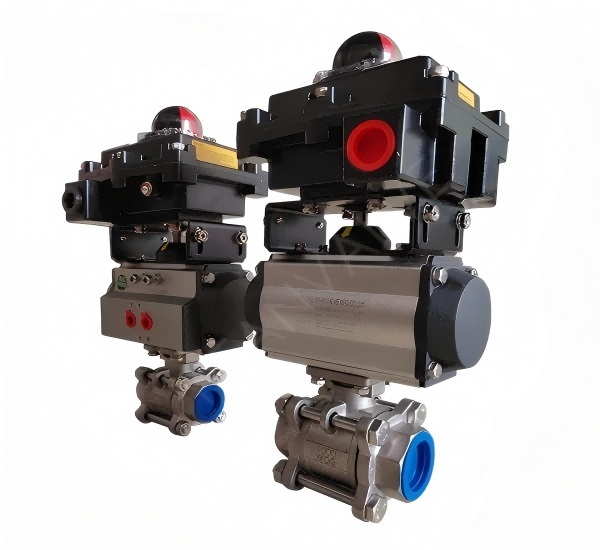Pneumatic three-piece internal thread ball valve
