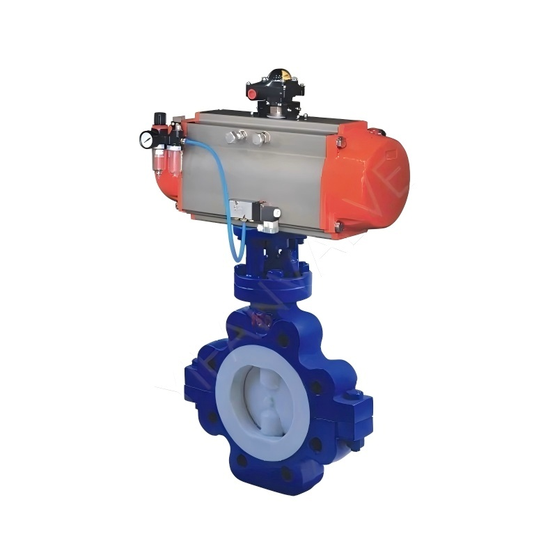 Pneumatic lug wafer butterfly valve