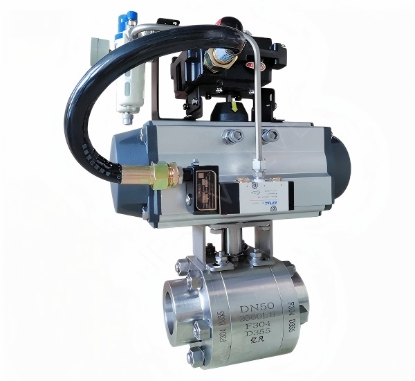 Pneumatic socket - weld three - piece ball valve