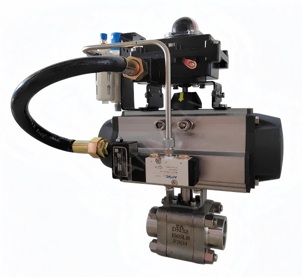 Pneumatic socket welding ball valve