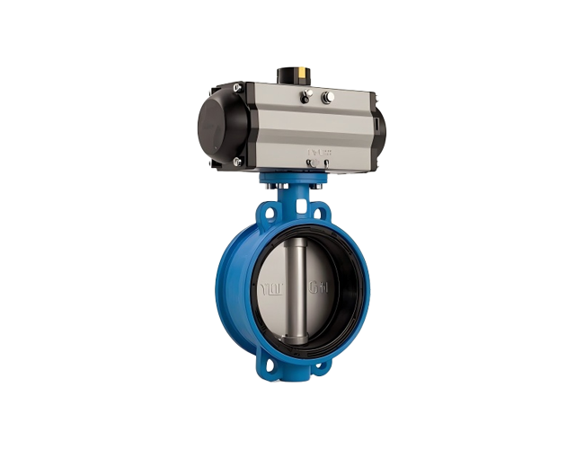 Pneumatic wafer butterfly valve