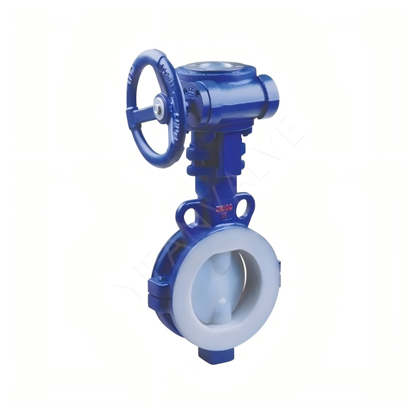Fluorine Lined Worm Gear Operated Wafer Butterfly Valve